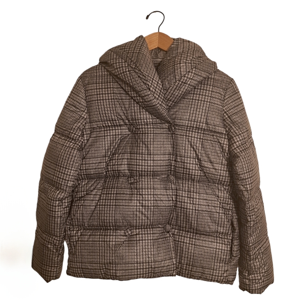 Jason Wu Gray Houndstooth Double Breasted Puffer Coat